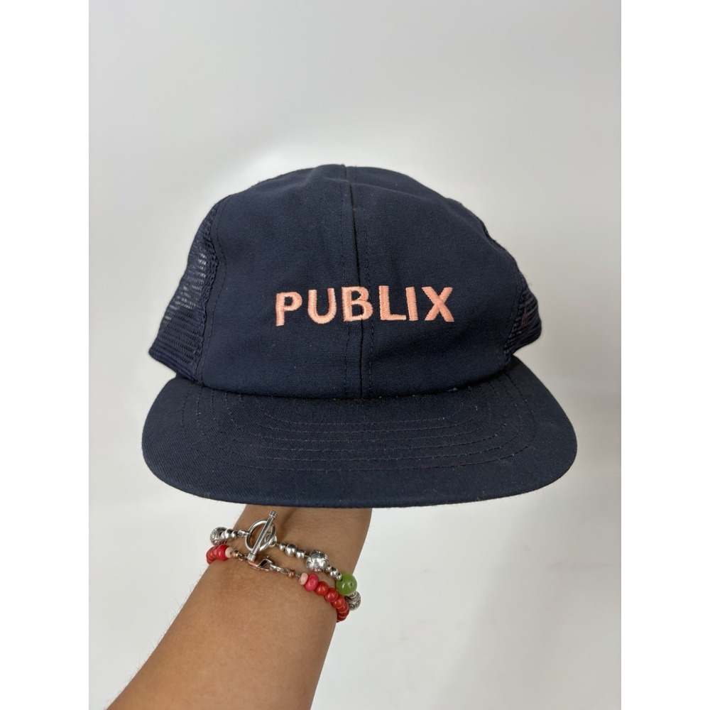 Vintage Publix Trucker Hat USA Navy Mesh Snapback Employee Cap 90s Grocery